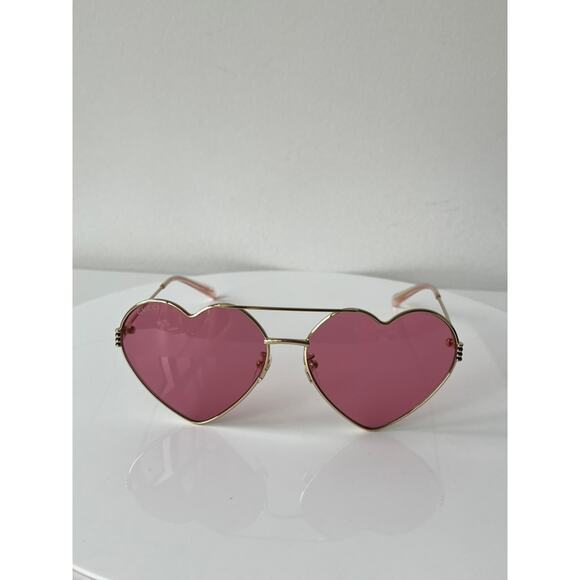 NEW Gucci GG1283S Gold Metal Heart Sunglasses $535 main image 5